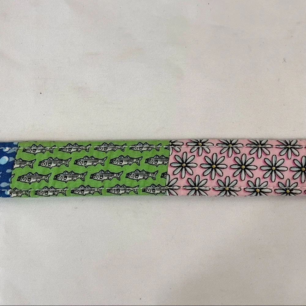 Vineyard Vines Kids Girls Patchwork Belt D Ring Fabric Pink Blue Green Large